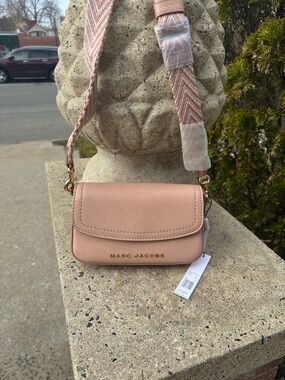 Marc Jacobs Dusty Pink Pebbled Leather Crossbody with Patterned Strap